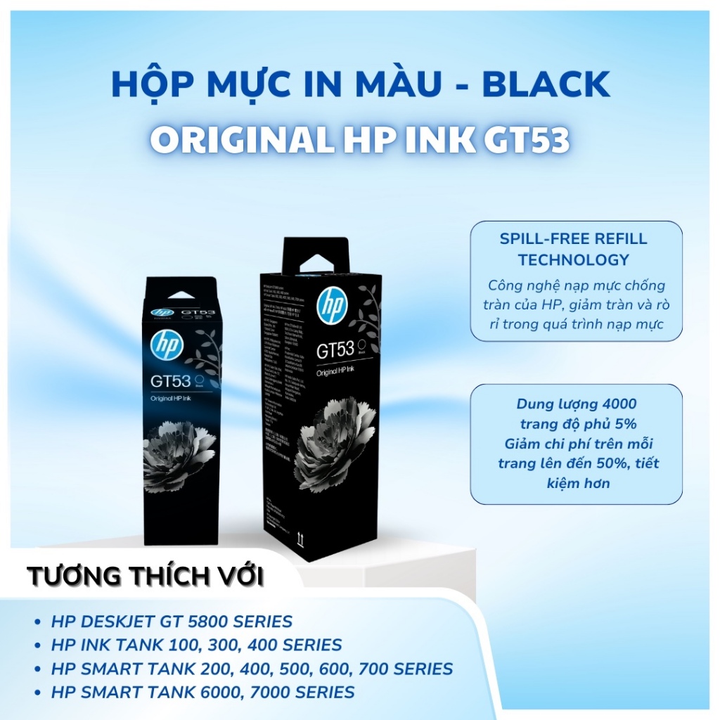 Mực in phun HP GT53 90ml Đen 1VV22AA (dành cho HP Ink Tank 115, 315, 415, Smart Tank 210, 580, 670 v