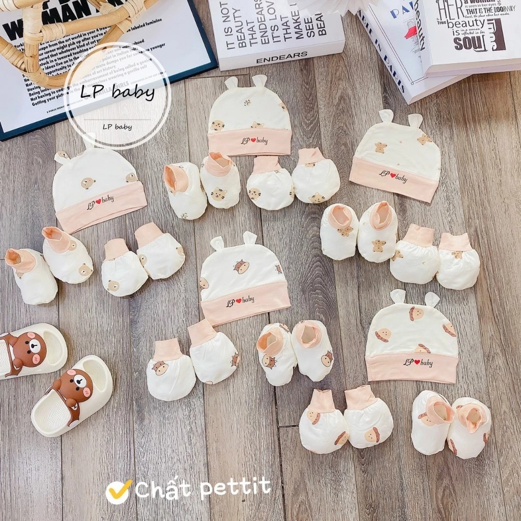 Bộ 5 Món Thun Petit Hàn Quốc Mũ, Bao Tay, Bao Chân Mềm Mịn Cho Bé Sơ Sinh
