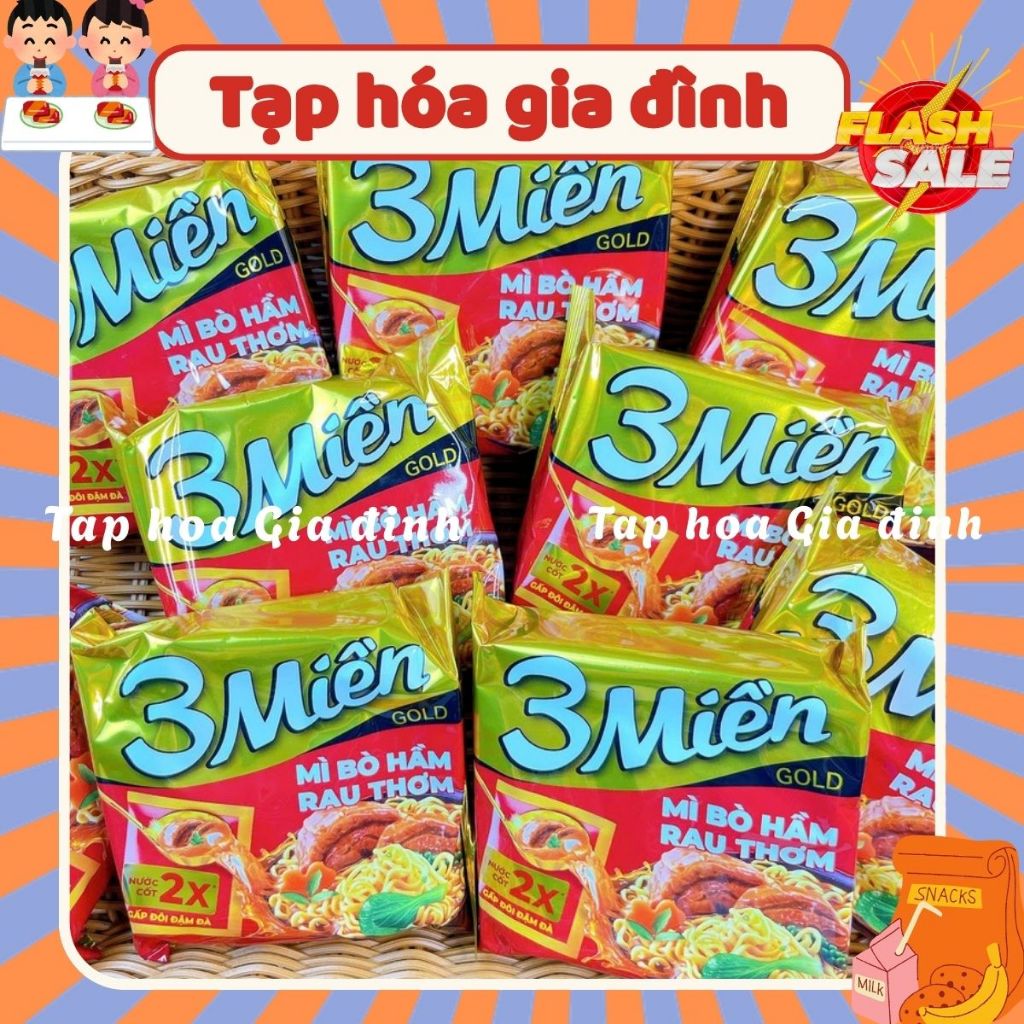 Combo 10 gói Mì Ba Miền Gold Bò Hầm Rau Thơm 75G-Tạp hóa gia đình