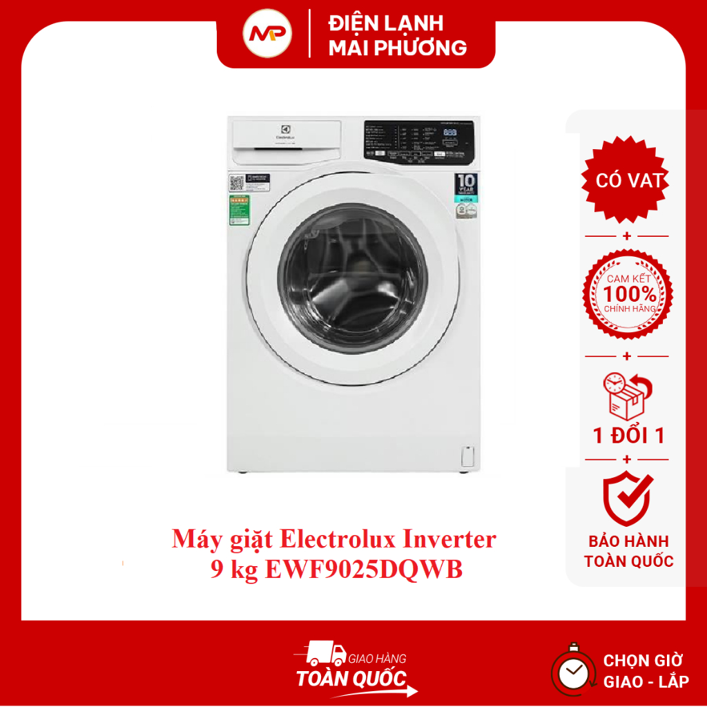 [FREESHIP + LẮP ĐẶT HN]Máy giặt Electrolux UltimateCare 100 Inverter 9 kg EWF9025DQWB - Bảo hành 24 