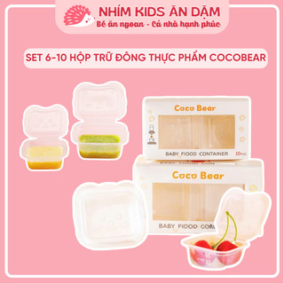 Set 6 - 10 hộp đựng - bộ chia thức ăn cho bé ăn dặm cocobear 50ml, 100ml