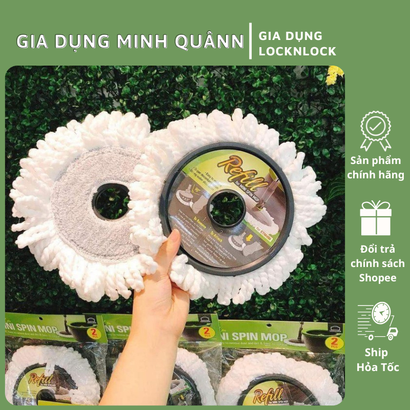 Bộ 2 Bông Lau Thay Thế Lock&Lock ETM498 / ETM498MIT – Lau Sàn Sạch, Thấm Hút Tốt