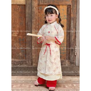Áo Dài Tết 2026 Bé Gái, Áo Dài 4 Tà Xinh Xắn, 9-46kg, Tặng Kèm Cài Đầu- CDADBG001