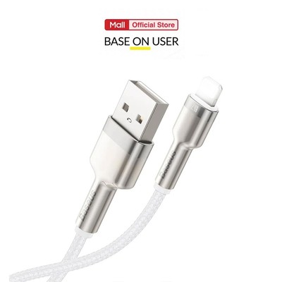Cáp sạc Baseus Metal Data Cable USB to IP sạc nhanh 2.4A, hỗ trợ truyền dữ liệu 480Mbps, dây bọc dù, dài 1m/2m