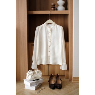   Winter Chapter 2  Áo sơ mi tơ phối cổ nẹp bèo chất liệu cao cấp mềm mại thời trang nữ Calie AS346 