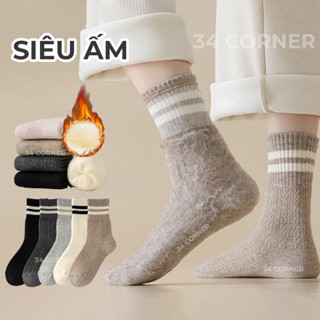  Tất Giữ Ấm Mùa Đông Cổ Cao 18cm Lót Lông Vớ Tất Giữ Ấm Mùa Đông  Siêu Dày Tất Len Tất Lông Nam Nữ 