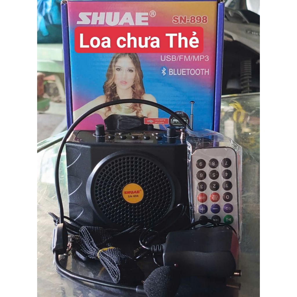 Máy Loa Trợ Giảng Loa-898-E898+Mic Đeo Tai+Bluetooth+khe Cắm Thẻ+ổ USB+Radio Đài FM.