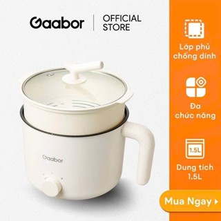  Nồi điện đa năng Gaabor GR-N15A lẩu điện 1.5L chống dính công suất 600W ăn mì nấu lẩu kèm xửng hấp 