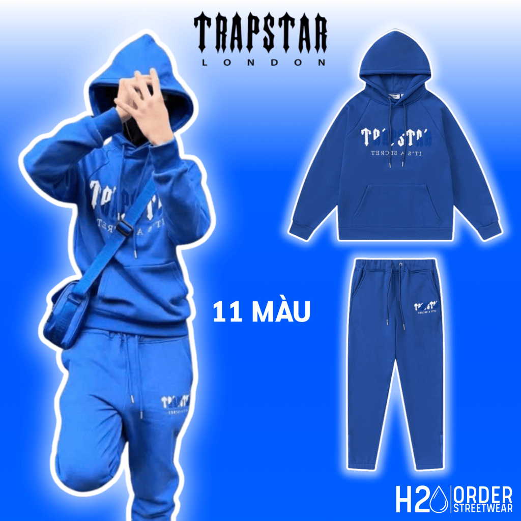 (Best Quality) Bộ Hoodie Drip Trapstars Nỉ Bông Logo Thêu Form Ôm, Set Nỉ Hoodie Dài Tay Nam Nữ tren
