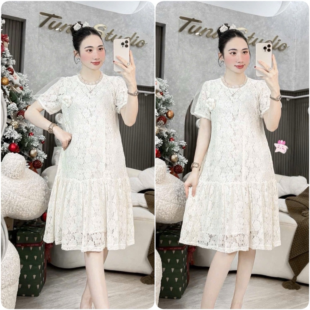 (NH CLOTHING)Váy suông Quynhanhhouse Váy ren hoa trà ngực M11456 sm