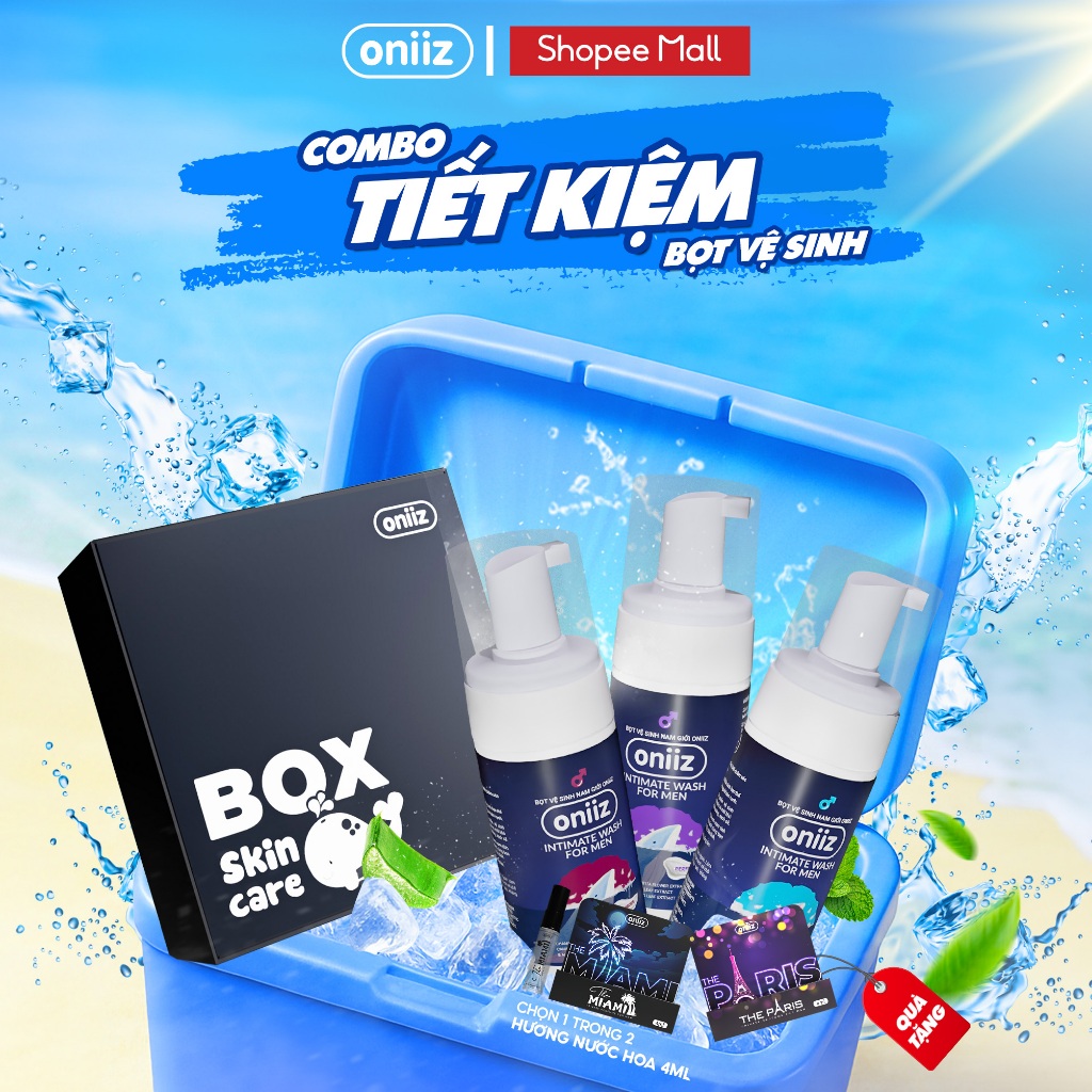 Combo Siêu Tiết Kiệm Bọt vệ sinh nam giới Oniiz, Dung dịch nam tạo bọt 100ml - Quà tặng nước hoa nam