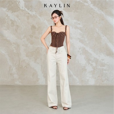 Quần JEAN KAYLIN Beige Grace form suông chất vải denim dầy dặn phong cách BST Hè 2025 - N2474