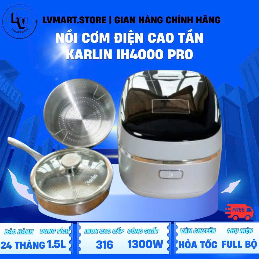 Nồi Cơm Cao Tần KARLIN IH4000 PRO 1.5L – Lòng Nồi Inox 316L, Công Nghệ IH Hiện Đại