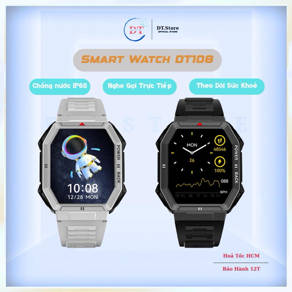 Đồng hồ thông minh DTNO.1 DT108, Nghe - Gọi điện thoại, đọc thông báo, chống nước IP68