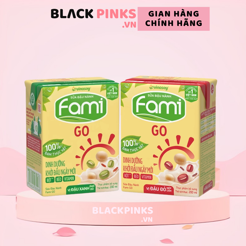 Thùng 36 hộp sữa đậu nành Fami go vị đậu xanh gạo đỏ/đậu đỏ nếp cẩm 200ml
