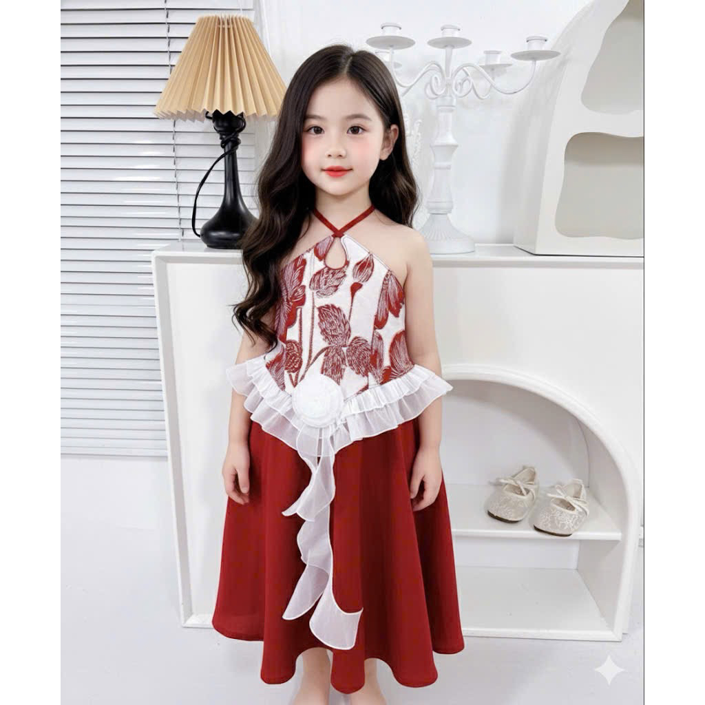 Sale Set yếm kèm váy mặc Lễ Tết siêu xinh cho bé gái