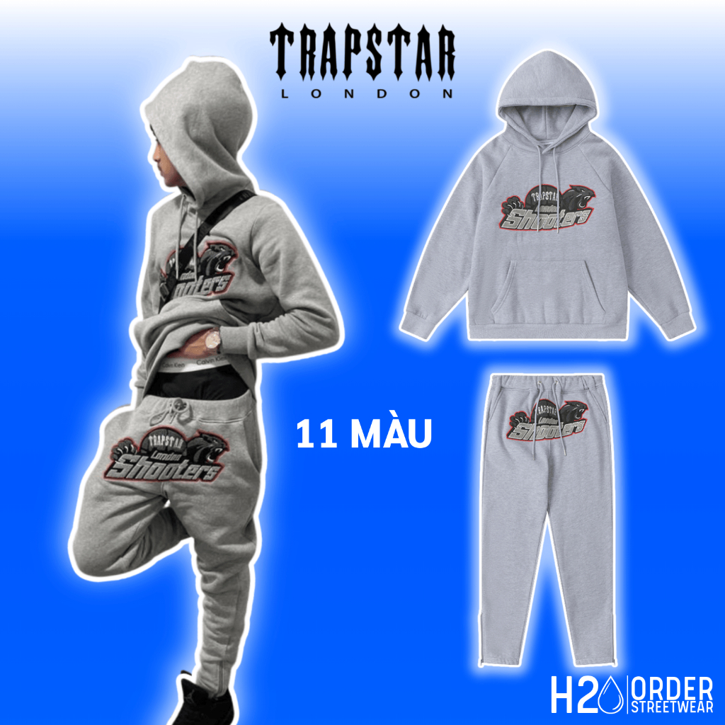 (Best Quality) Bộ Hoodie Drip Trapstars Nỉ Bông Thêu Báo Form Ôm, Set Nỉ Hoodie Dài Tay Nam Nữ trend