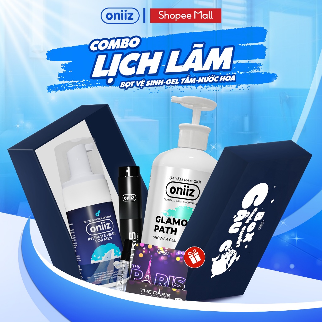 Combo lịch lãm Bọt vệ sinh nam giới, Sữa tắm body nam, Nước hoa cao cấp Oniiz - Quà Tặng nước hoa dù