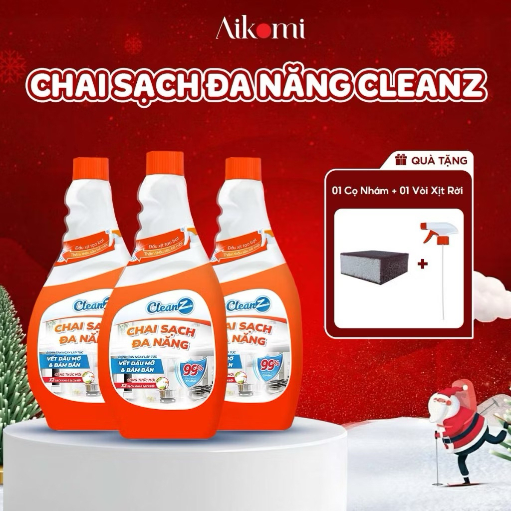 [SALE Kịch Sàn]Chai Sạch Nhà Và Bếp Cleanz Làm Sạch Dầu Mỡ Tẩy Ố Vàng Thơm Mùi Chanh Dung Tích 450ml