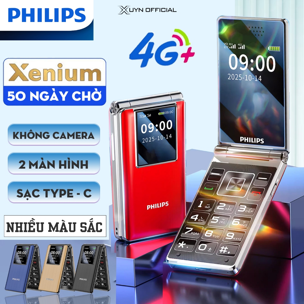 Điện thoại PHILIPS V39 Gập sang trọng, Loa Siêu To, Màn hình lớn 2.8 Inch, Pin Khủng chờ 50 ngày