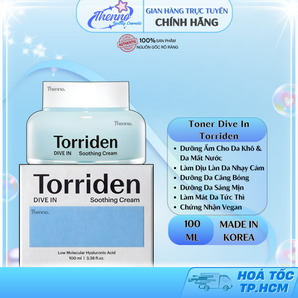 Kem Dưỡng Ẩm Làm Dịu Da Torriden Dive-In Low Molecule Hyaluronic Acid Soothing Cream 100ml
