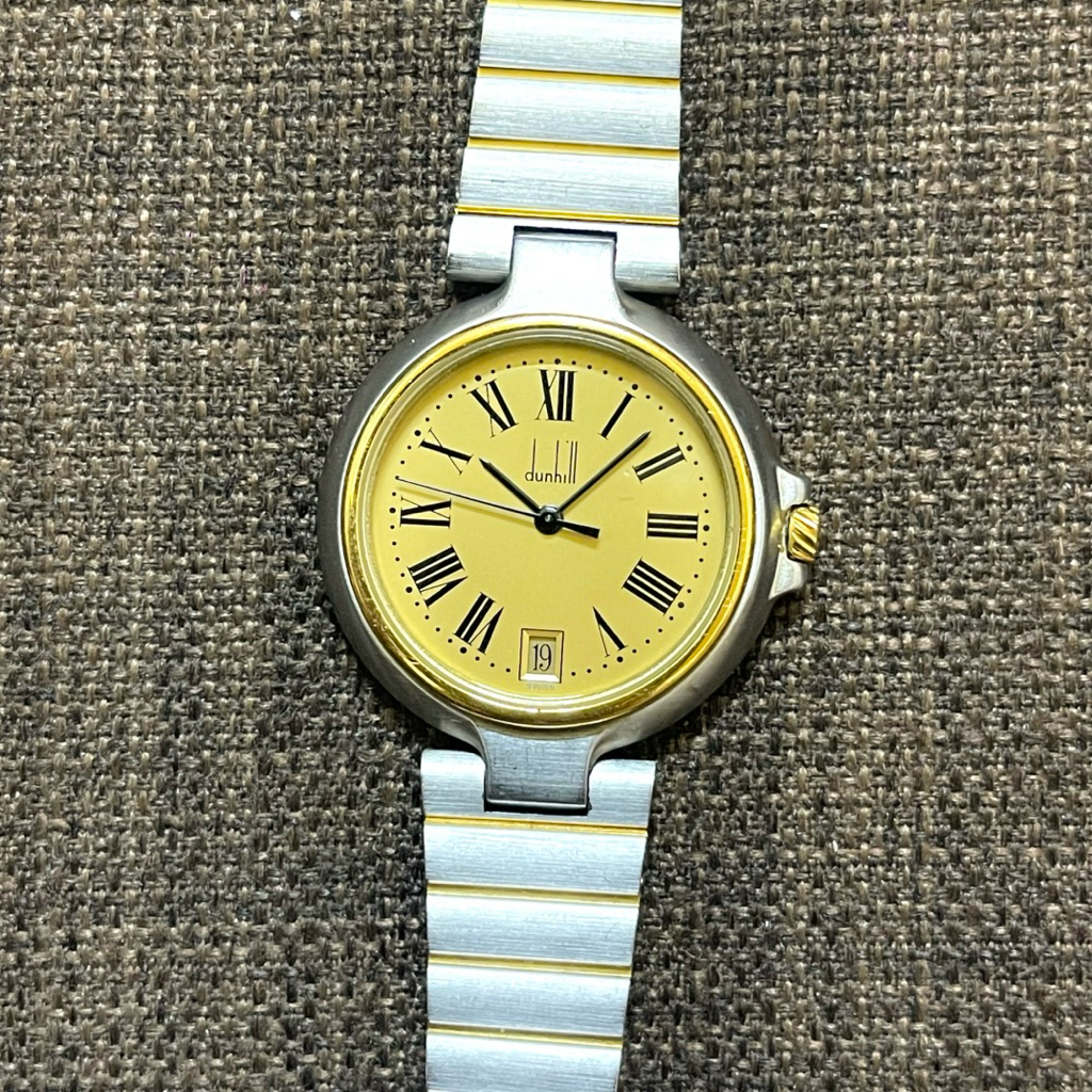Đồng hồ unisex nam/nữ hiệu Dunhill Vintage cọc số la mã, lịch lộc 32mm - Chính hãng Thuỵ Sỹ [2HAND]