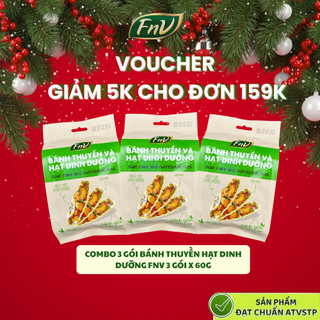  Combo 3 gói bánh thuyền hạt dinh dưỡng mix gạo lứt ăn vặt không đường FNV 3 gói x 60g bánh hạt hỗ trợ giảm cân 