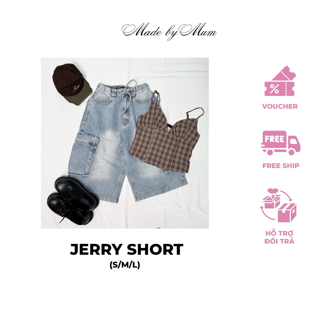 MADE BY MUM  -  Jerrry Short Quần Short Lửng Túi Hộp Thời Trang Năng Động