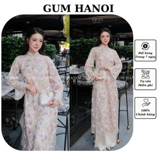  Áo dài cách tân HỒNG SƯƠNG hoạ tiết kim tuyến hoa nổi đính đá 2025 áo dài kim sa 4 tà phối quần lụa ngọc GUM HANOI 