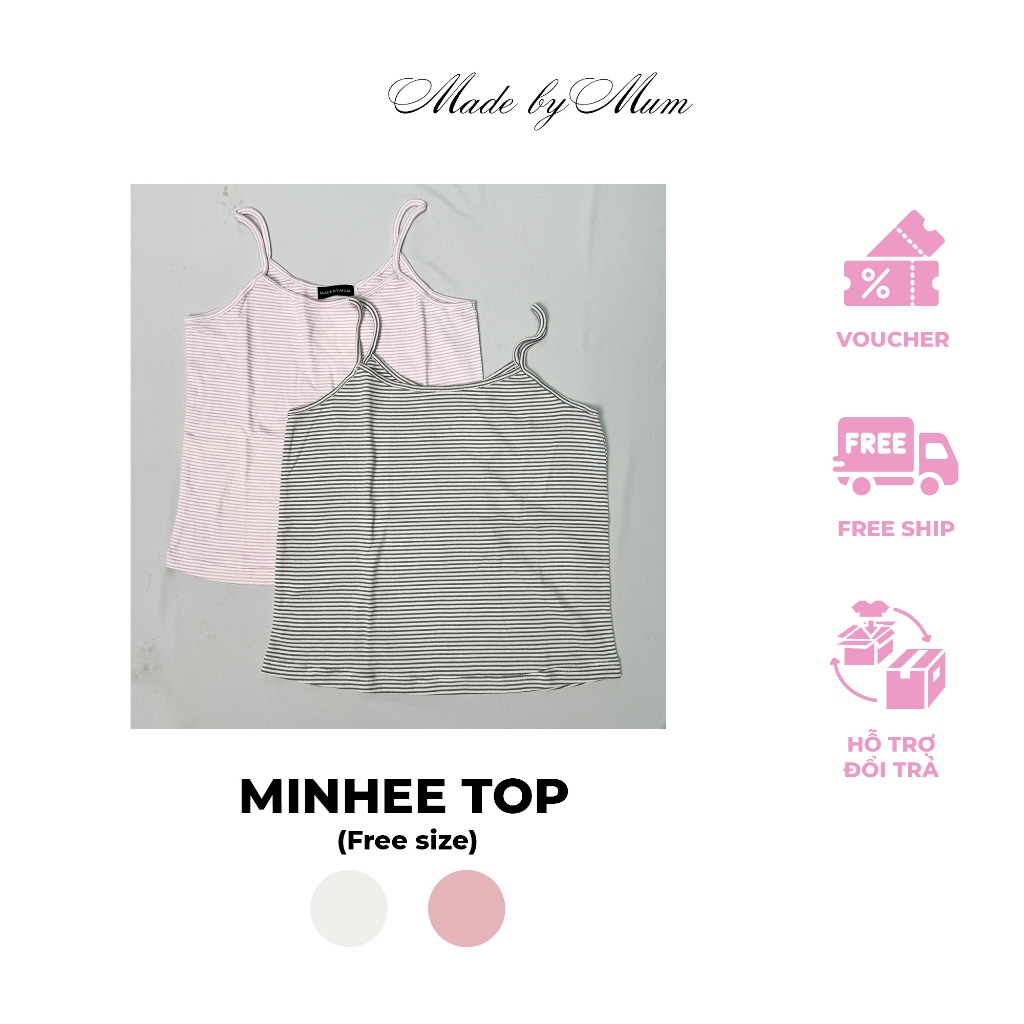 MADE BY MUM - Minhee  Set Set Bộ Áo 2 Dây + Quần Short Thoải Mái Năng Động Dễ Thương