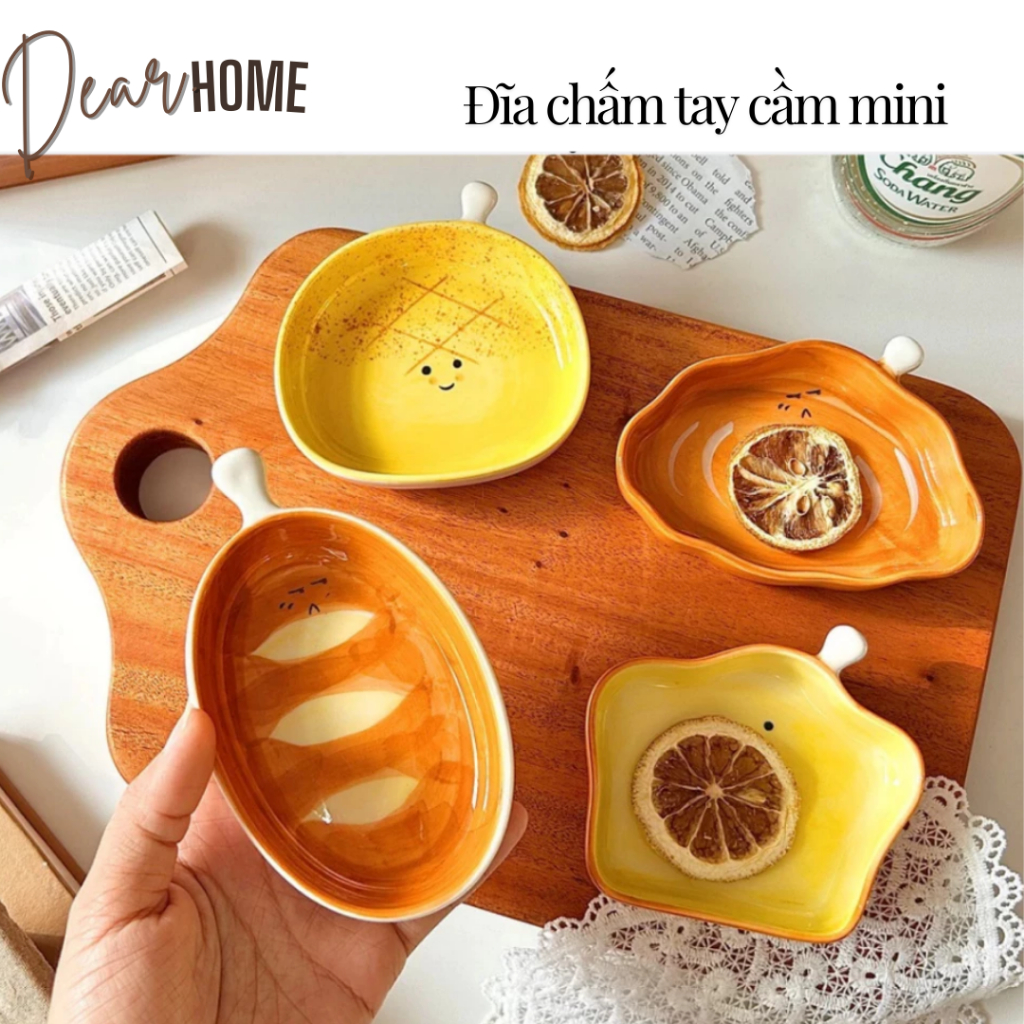  Đĩa sứ hình bánh mì đựng nước chấm chén ăn dặm cho bé dễ thương 