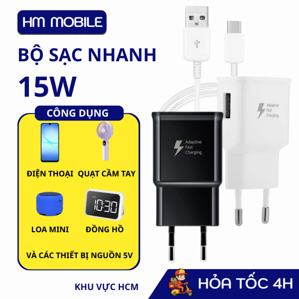  Bộ Củ Sạc Nhanh Samsung - Sạc Quạt Loa Dự Phòng –  Type-C & Micro USB – Sạc Ổn Định Bảo Vệ Pin 