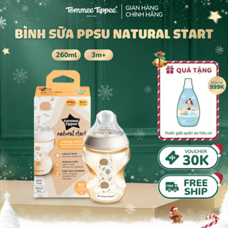 Bình Sữa PPSU Ty Siêu Mềm Tự Nhiên Tommee Tippee Natural Start 260ml Núm Ty Của Bình 3-6 Tháng Họa Tiết 