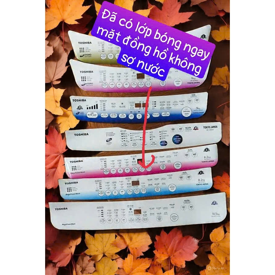 Combo=2 tem. Keo sẵn lột dán. Tem phím máy giặt. Bảng điều khiển máy giặt