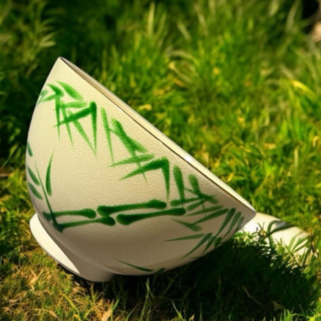 Chawan - Bát đánh trà Matcha hoạ tiết vẽ tay | Chawan Kyo-Yaki | Chawan vẽ tre | Gốm Nhật 2hand