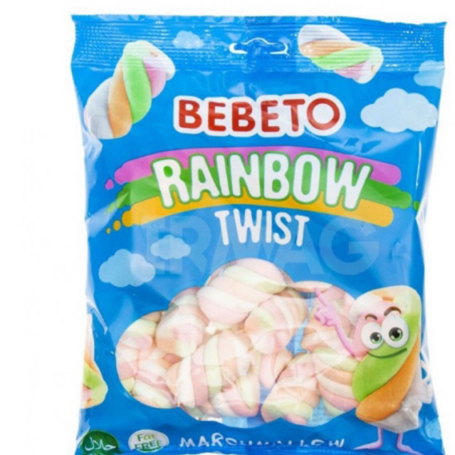 Kẹo xốp Marshmallow Bebeto Rainbow Twist date T3