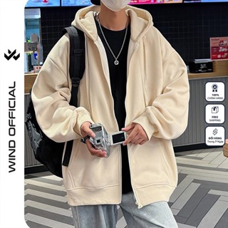  Áo khoác Nỉ zip WIND unisex form rộng Trơn hoodie dây kéo thời trang nam nữ oversize ulzzang 