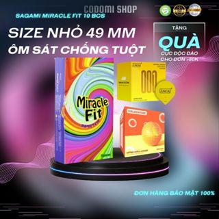   Quà tặng 1 chiếc bcs random  Bao cao su Sagami MIRACLE FIT size nhỏ 49mm siêu mỏng kiểu dáng 3D ôm khít 10 bcs 