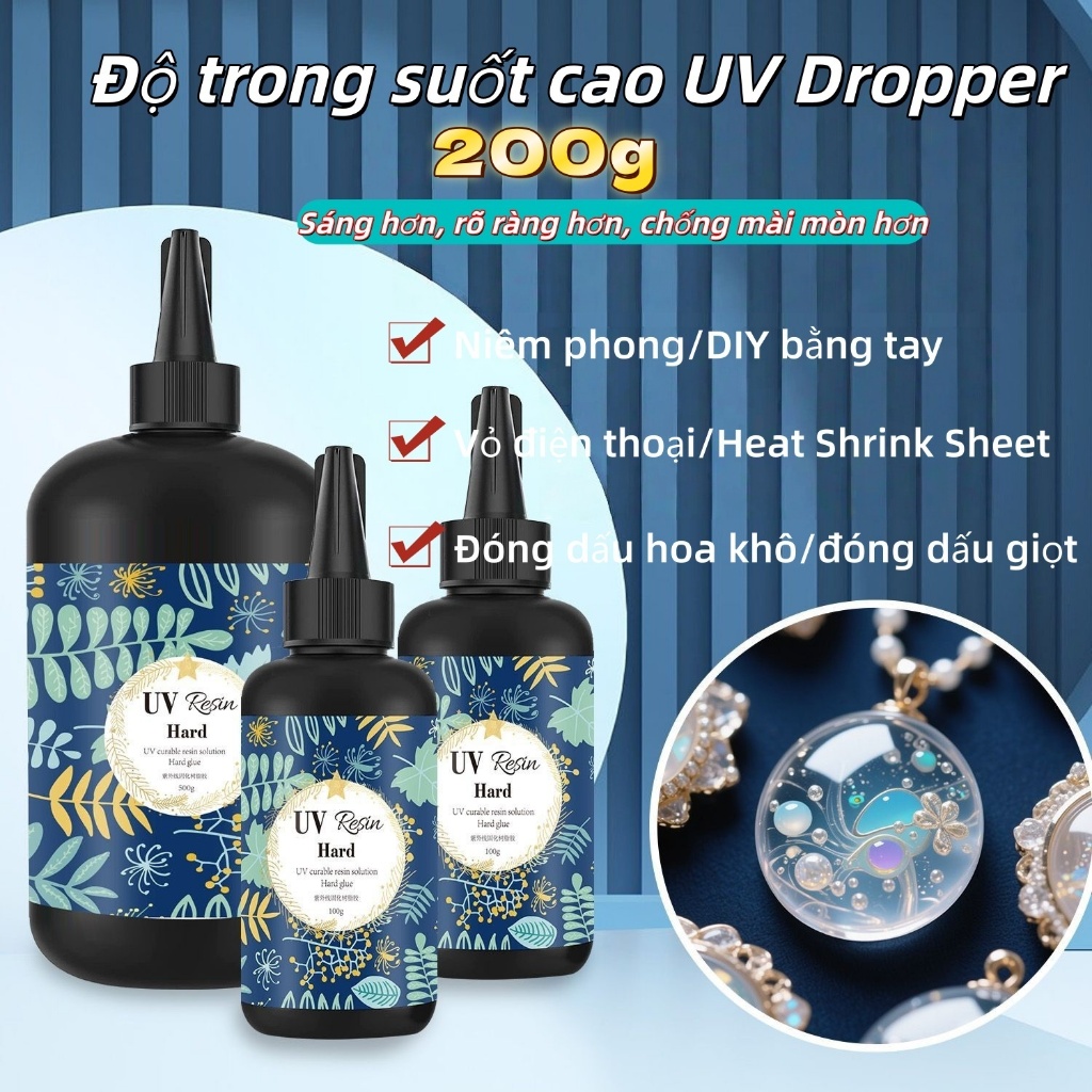 200g Resin Uv/Keo Uv Resin Hard Không Bóng/Keo Resin Uv/Resin Uv/Epoxy Trong Suốt/Keo Uv Resin