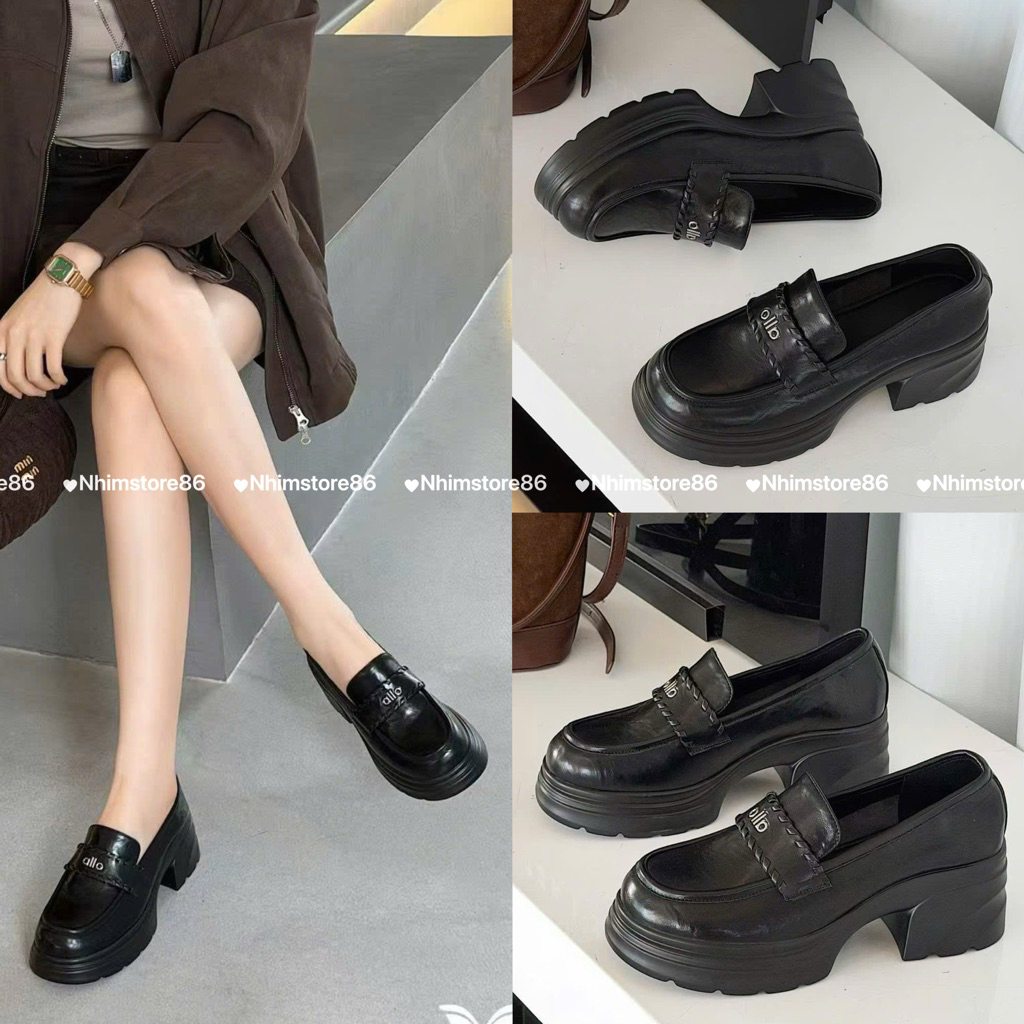 Giày Loafer Nữ Đế Cao 6cm Mũi Tròn – Loafer Đen Basic Sang Trọng Hot Trend