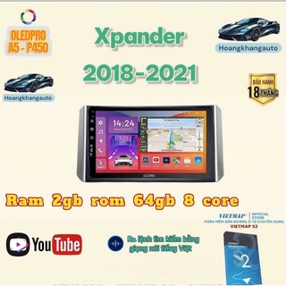 Combo Màn Hình Android OLEDPRO A5 _ P450 xe Xpander 2018_2021 (dùng cho điều hòa cơ 2022 trở lên ) kèm dưỡng  jack nguồn