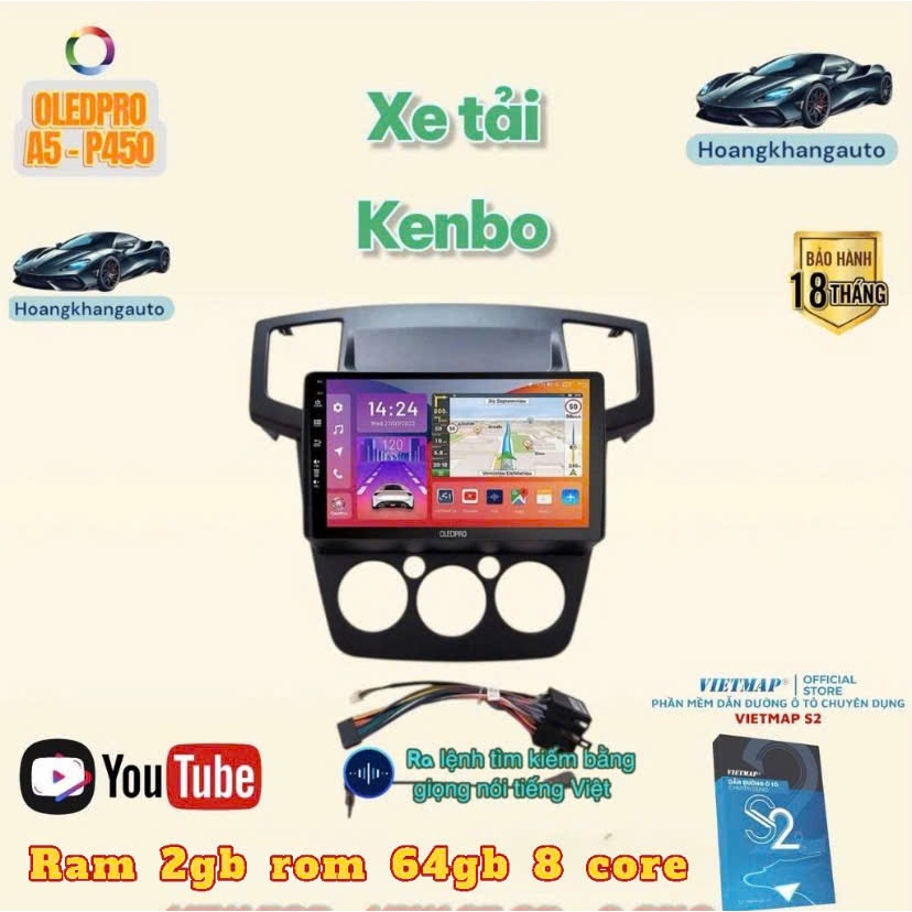 Combo  Màn Hình Android OLEDPRO A5 _ P450 cho Xe Kenbo 9 inch kèm dưỡng và jack nguồn