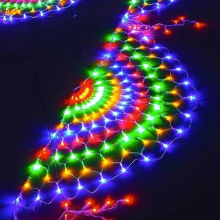  Đèn LED rèm lưới đuôi công 2025 dài 4M cao 0.5m 8 chế độ nháy tự động đón Giáng Sinh Ngày Tết 