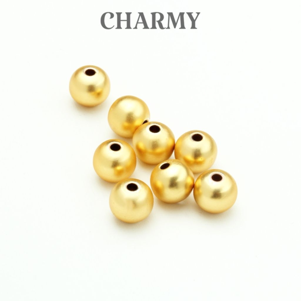 (Set 2 hạt) Charm bi tròn mờ H401, Hợp kim cao cấp - Phụ kiện làm vòng tay, vòng cổ DIY - Charmy