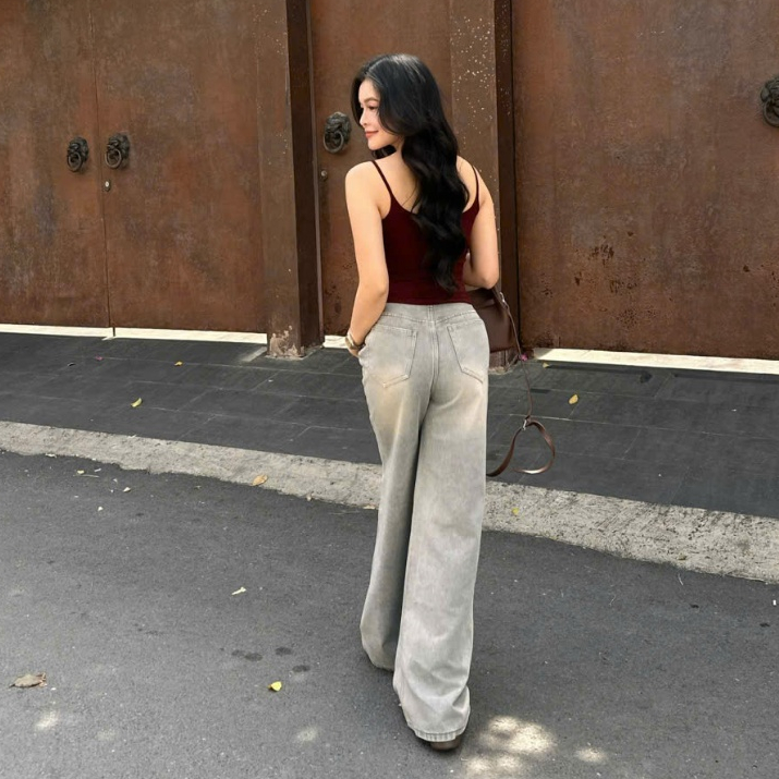 THE QUẠO - Quần Jean Nữ Lưng Cao Ống Loe Rộng 34cm Dáng Dài tôn dáng nhiều màu S1609_715 | BigBuy360 - bigbuy360.vn