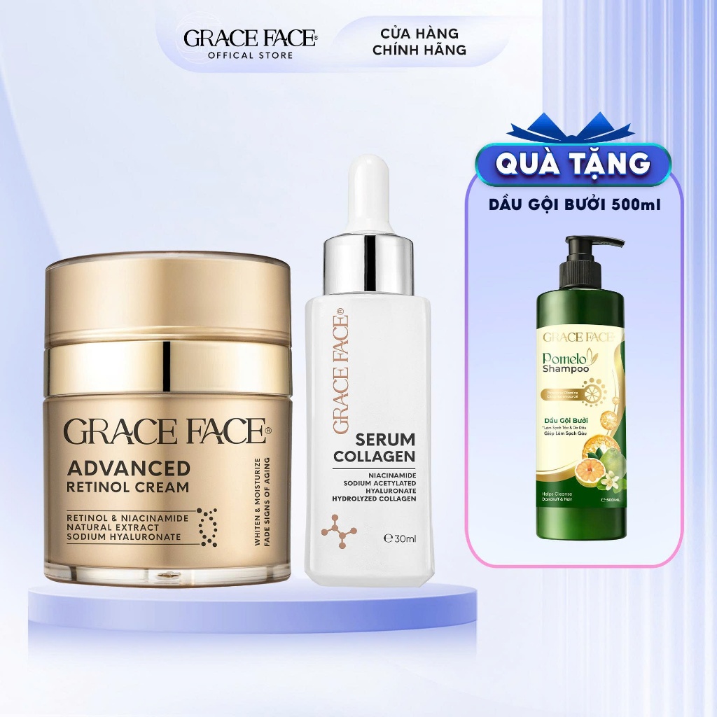 (TẶNG DẦU GỘI) Combo serum siêu HA 30ml và kem dưỡng Retinol Grace Face 30ml | BigBuy360 - bigbuy360.vn