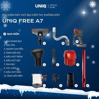  Phụ Kiện Của Máy Hút Bụi Cầm Tay Không Dây UNIQ FREE A7 đa năng gia đình mini pin sạc hút giường đệm nệm sofa xe 