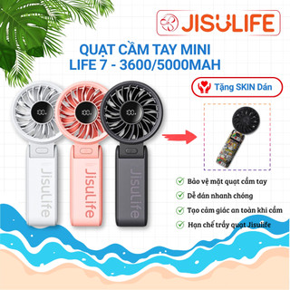  Quạt cầm tay mini Jisulife Life 7 ABS 5 cấp độ gió 3600mAh 5000mAh Gập gọn góc 30° Sử dụng 12 Giờ - Hàng chính 