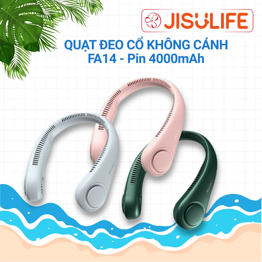 Quạt Đeo Cổ Không Cánh JISULIFE FA14 Siêu Mát 270 Độ, Pin 4000mAh Sử Dụng Lên Đến 16 Giờ Chính Hãng 