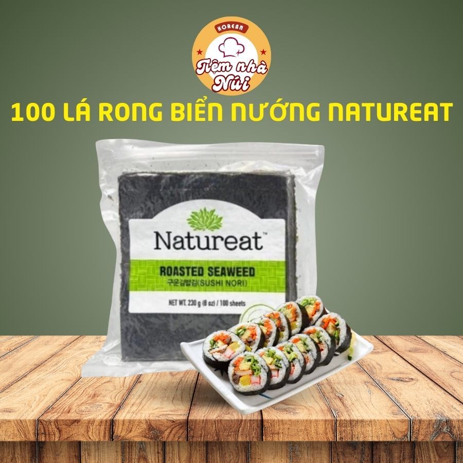 100 LÁ RONG BIỂN NATUREAT CUỘN CƠM, CUỘN KIMBAP CJ FOOD, 230G